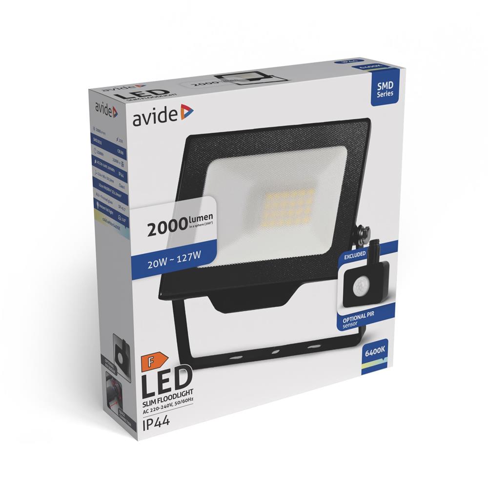 Avide LED Προβολέας SMD 20W CW 6400K με Προαιρετικό PIR 1 Avide LED Προβολέας SMD 20W CW 6400K με Προαιρετικό PIR