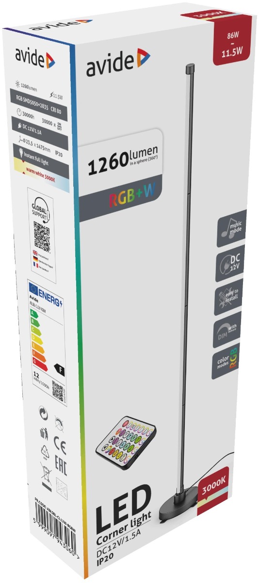 Avide LED Φωτιστικό Δαπέδου Γωνίας RGB + W με με Αισθητήρα Μουσικής 2 Avide LED Φωτιστικό Δαπέδου Γωνίας RGB + W με με Αισθητήρα Μουσικής - Image 2