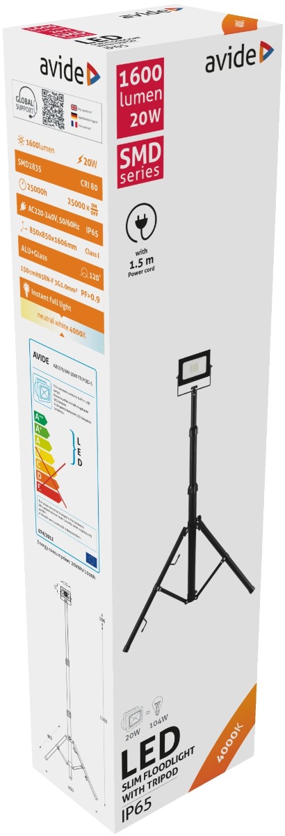 Avide LED Floodlight Slim SMD 20W White 4000K 1 Head with Tripod 1 Avide LED Floodlight Slim SMD 20W White 4000K 1 Head with Tripod