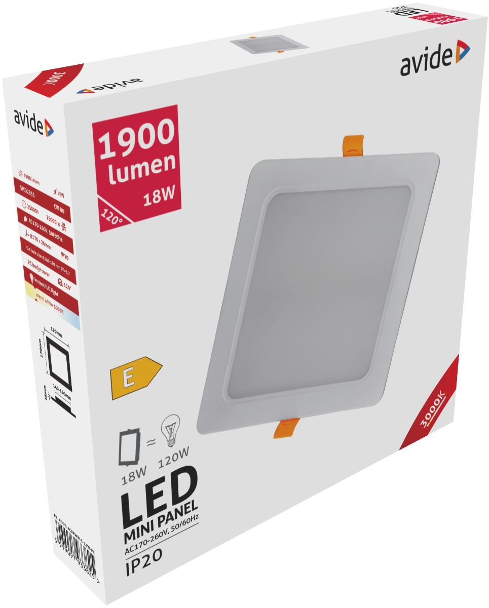 Avide LED Φωτιστικό Οροφής Χωνευτό Τετράγωνο Πλαστικό 18W Θερμό 3000K 1 Avide LED Φωτιστικό Οροφής Χωνευτό Τετράγωνο Πλαστικό 18W Θερμό 3000K