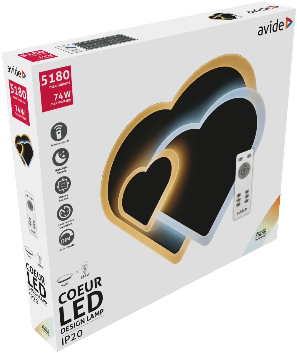 Avide Μοντέρνα Πλαφονιέρα Οροφής LED Coeur 74W 2 Avide Μοντέρνα Πλαφονιέρα Οροφής LED Coeur 74W - Image 2