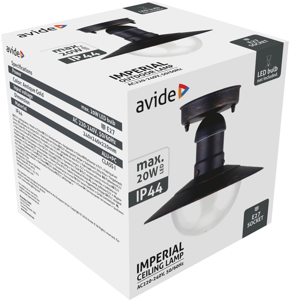 Avide Εξωτερικό Φωτιστικό Οροφής Imperial 1xE27 IP44 Σκούρο Χρυσό 6 Avide Εξωτερικό Φωτιστικό Οροφής Imperial 1xE27 IP44 Σκούρο Χρυσό - Image 6