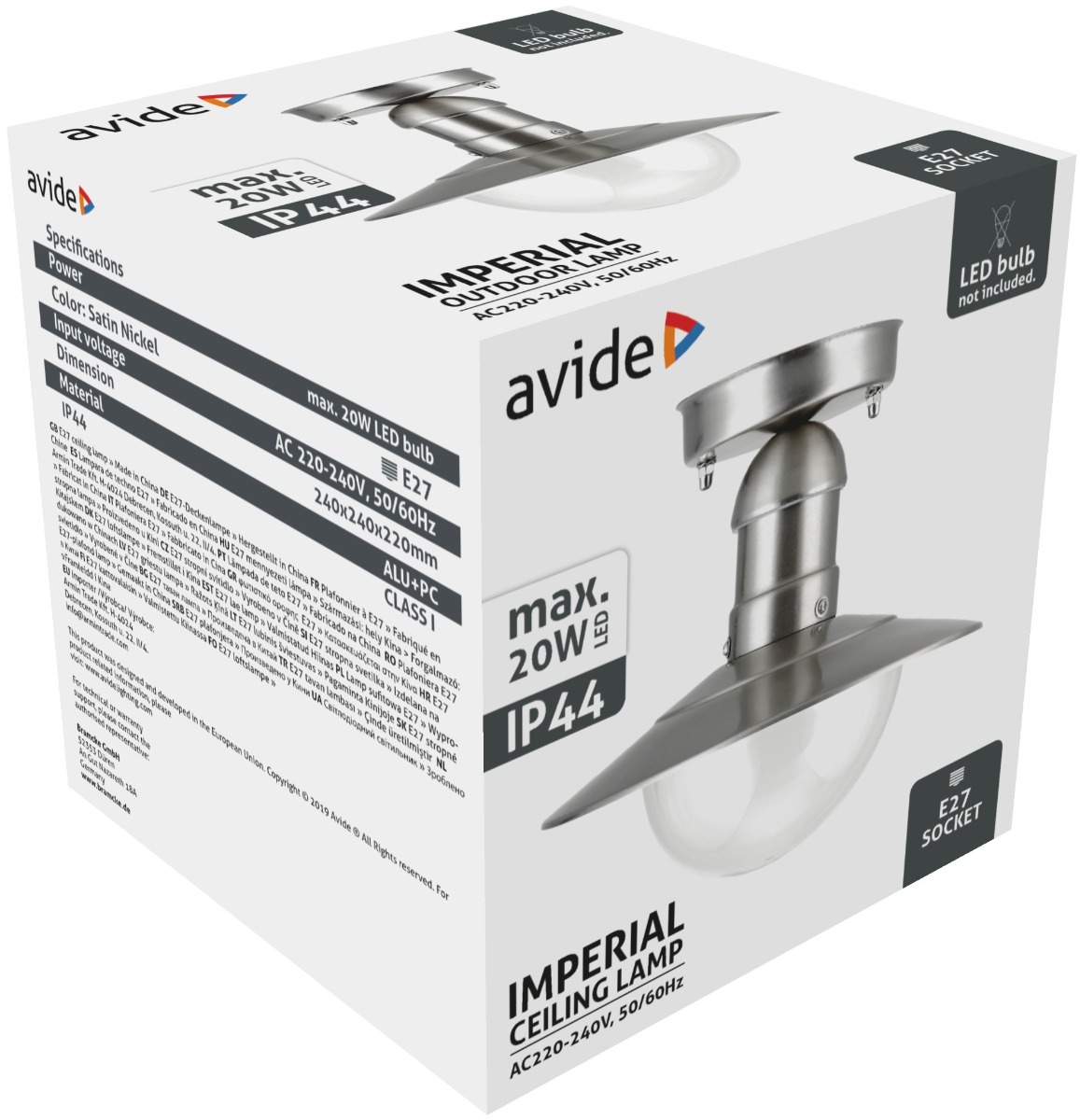 Avide Εξωτερικό Φωτιστικό Οροφής Imperial 1xE27 IP44 Ανοξείδωτο Ατσάλι 3 Avide Εξωτερικό Φωτιστικό Οροφής Imperial 1xE27 IP44 Ανοξείδωτο Ατσάλι - Image 3