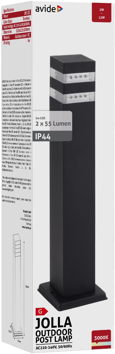 Avide Εξωτερικό Φωτιστικό Κήπου Jolla LED 2W Θερμό 500mm IP44 Μαύρο 2 Avide Εξωτερικό Φωτιστικό Κήπου Jolla LED 2W Θερμό 500mm IP44 Μαύρο - Image 2