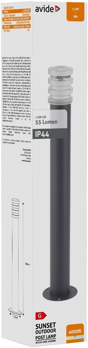 Avide Εξωτερικό Φωτιστικό Κήπου Sunset LED 1.5W Λευκό 500mm IP44 Ανθρακί 2 Avide Εξωτερικό Φωτιστικό Κήπου Sunset LED 1.5W Λευκό 500mm IP44 Ανθρακί - Image 2