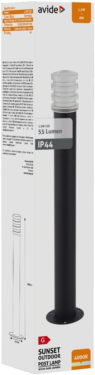 Avide Εξωτερικό Φωτιστικό Κήπου Sunset LED 1.5W Λευκό 500mm IP44 Μαύρο 2 Avide Εξωτερικό Φωτιστικό Κήπου Sunset LED 1.5W Λευκό 500mm IP44 Μαύρο - Image 2