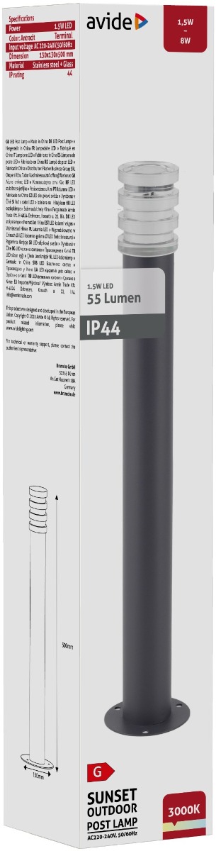 Avide Εξωτερικό Φωτιστικό Κήπου Sunset LED 1.5W Θερμό 500mm IP44 Ανθρακί 2 Avide Εξωτερικό Φωτιστικό Κήπου Sunset LED 1.5W Θερμό 500mm IP44 Ανθρακί - Image 2