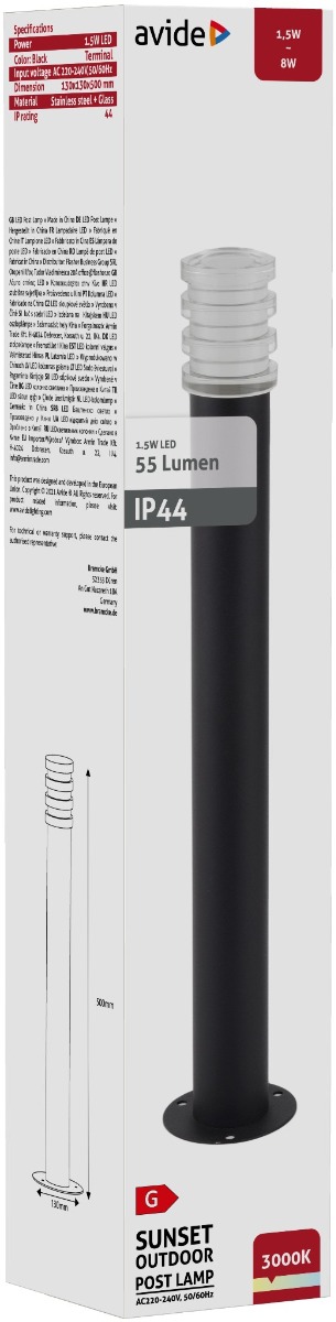 Avide Εξωτερικό Φωτιστικό Κήπου Sunset LED 1.5W Θερμό 500mm IP44 Μαύρο 2 Avide Εξωτερικό Φωτιστικό Κήπου Sunset LED 1.5W Θερμό 500mm IP44 Μαύρο - Image 2