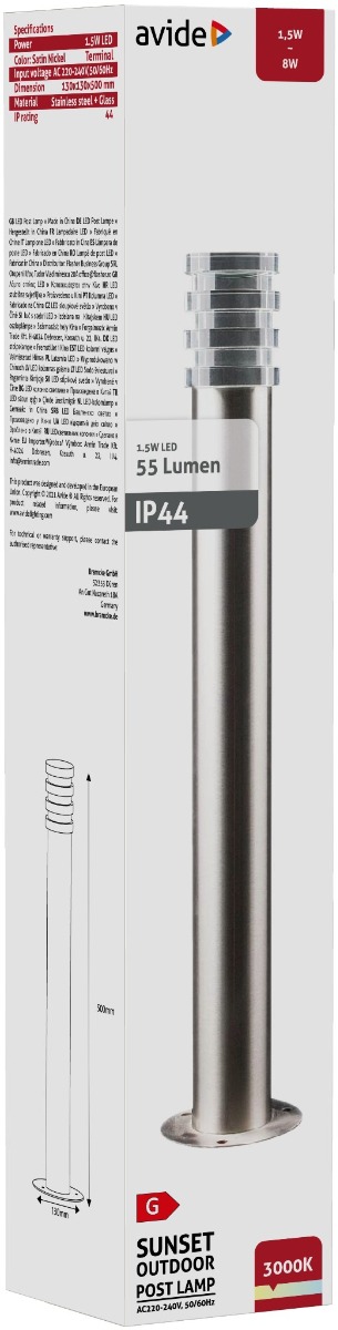Avide Εξωτερικό Φωτιστικό Κήπου Sunset LED 1.5W Θερμό 500mm IP44 Σατέν Νίκελ 2 Avide Εξωτερικό Φωτιστικό Κήπου Sunset LED 1.5W Θερμό 500mm IP44 Σατέν Νίκελ - Image 2