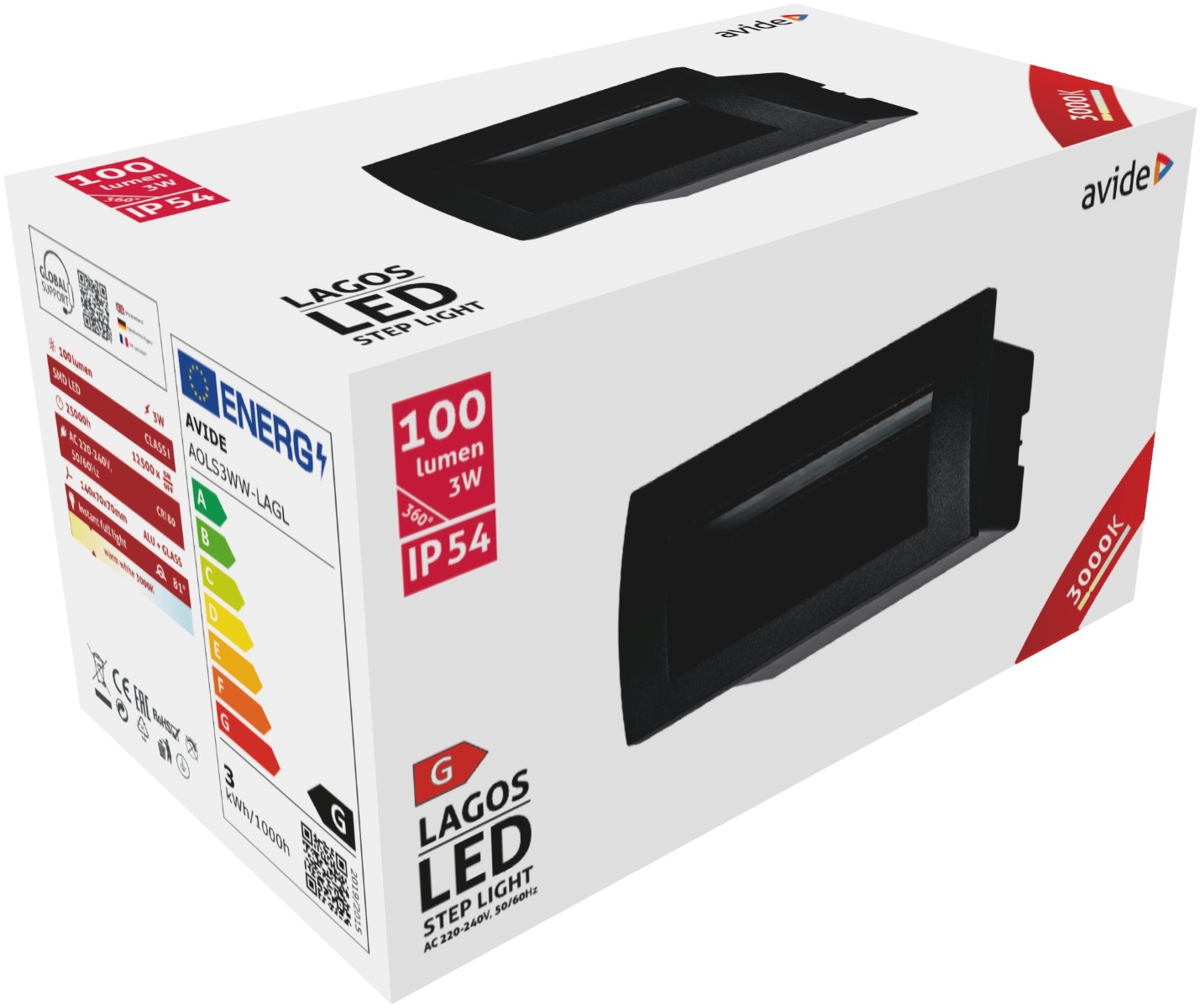 Avide Εξωτερικό Φώς Σκάλας Χωνευτό Lagos LED 3W Θερμό 3000K IP54 14cm 2 Avide Εξωτερικό Φώς Σκάλας Χωνευτό Lagos LED 3W Θερμό 3000K IP54 14cm - Image 2