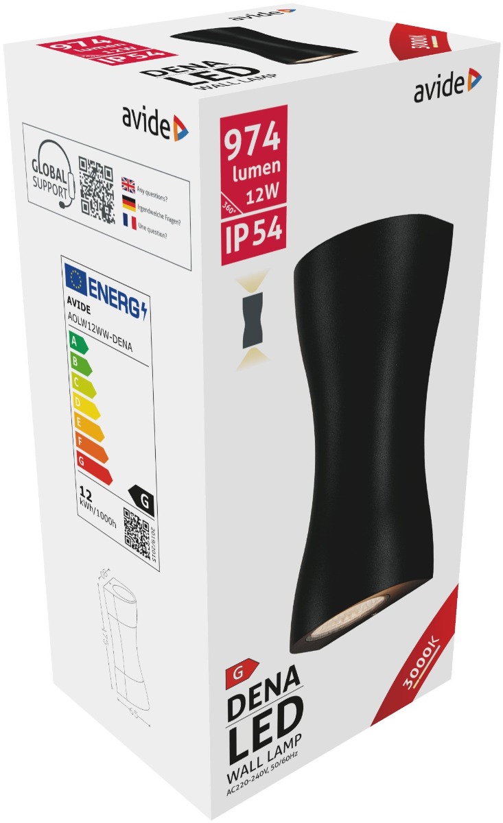 Avide Εξωτερικό Φωτιστικό Τοίχου Dena LED 12W Θερμό 3000K IP54 3 Avide Εξωτερικό Φωτιστικό Τοίχου Dena LED 12W Θερμό 3000K IP54 - Image 3