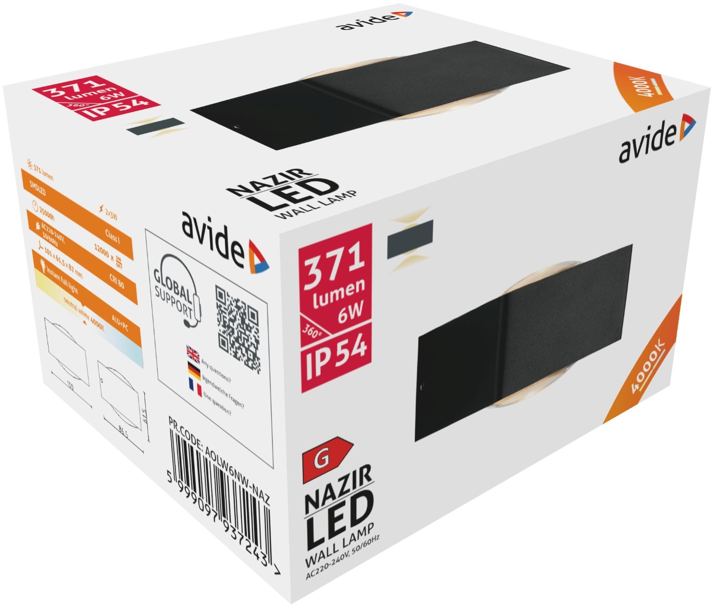 Avide Εξωτερικό Φωτιστικό Τοίχου Nazir LED 6W Λευκό 4000K IP54 3 Avide Εξωτερικό Φωτιστικό Τοίχου Nazir LED 6W Λευκό 4000K IP54 - Image 3