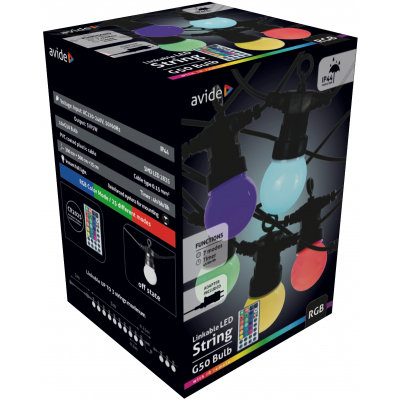 Avide Εξωτερική Γιρλάντα 5m RGB Με Δυνατότητα Επέκτασης- με τηλ/στήριο 1 Avide Εξωτερική Γιρλάντα 5m RGB Με Δυνατότητα Επέκτασης- με τηλ/στήριο