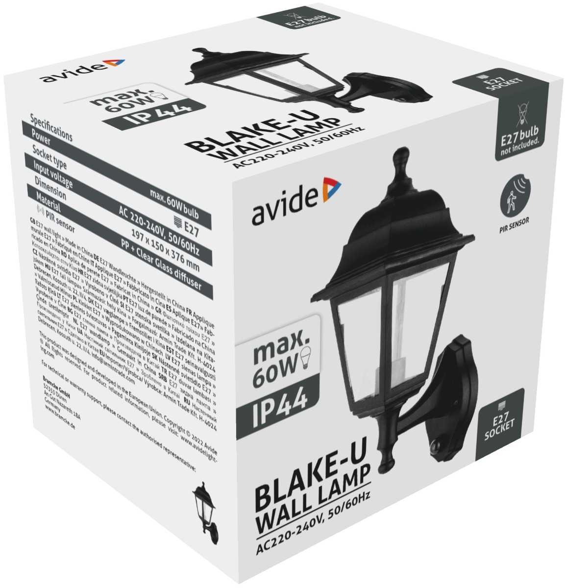Avide Εξωτερικό Φωτιστικό Τοίχου Blake-U 1xE27 IP44 Μαύρο Φωτοκύτταρο 2 Avide Εξωτερικό Φωτιστικό Τοίχου Blake-U 1xE27 IP44 Μαύρο Φωτοκύτταρο - Image 2