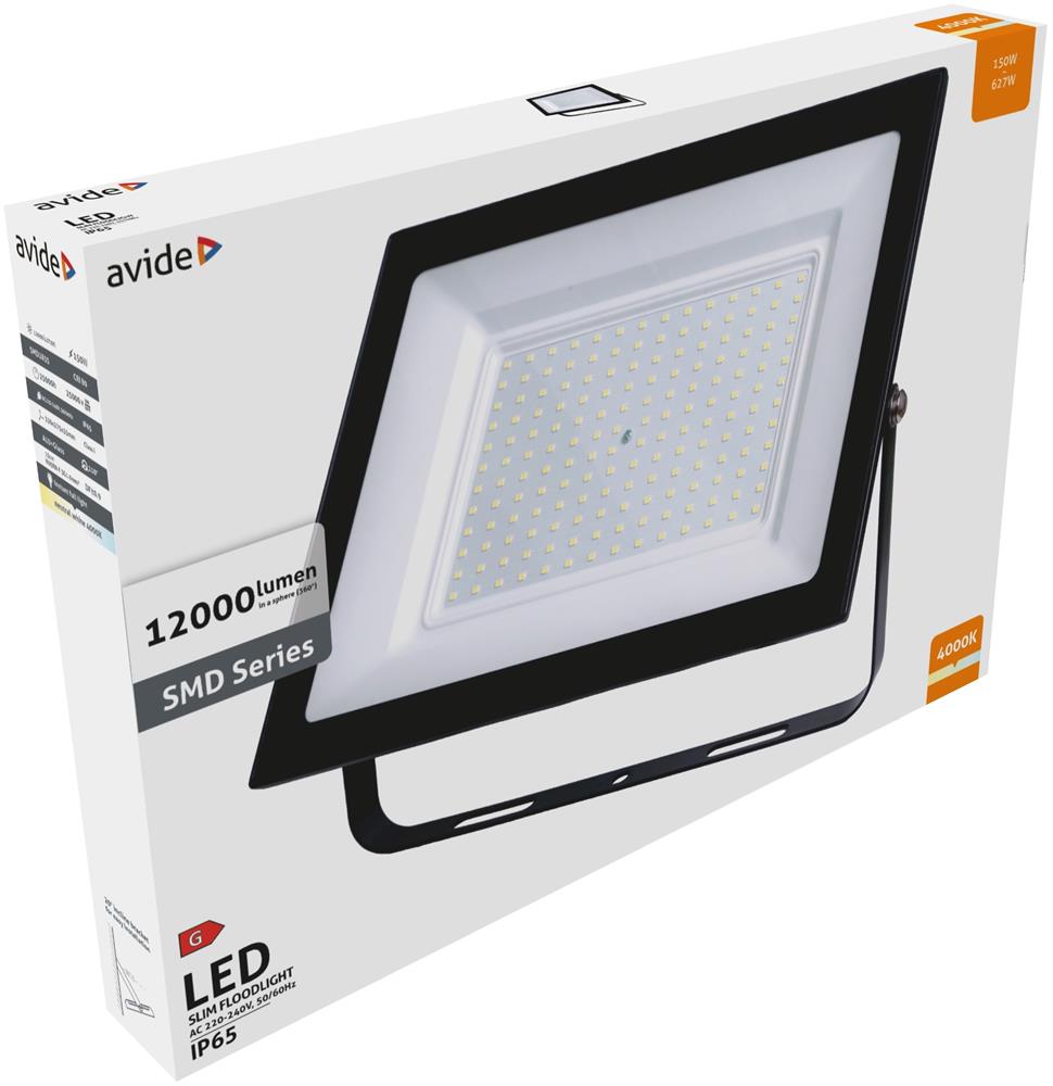 Avide LED Προβολέας Slim SMD 150W Λευκό 4000K 1 Avide LED Προβολέας Slim SMD 150W Λευκό 4000K