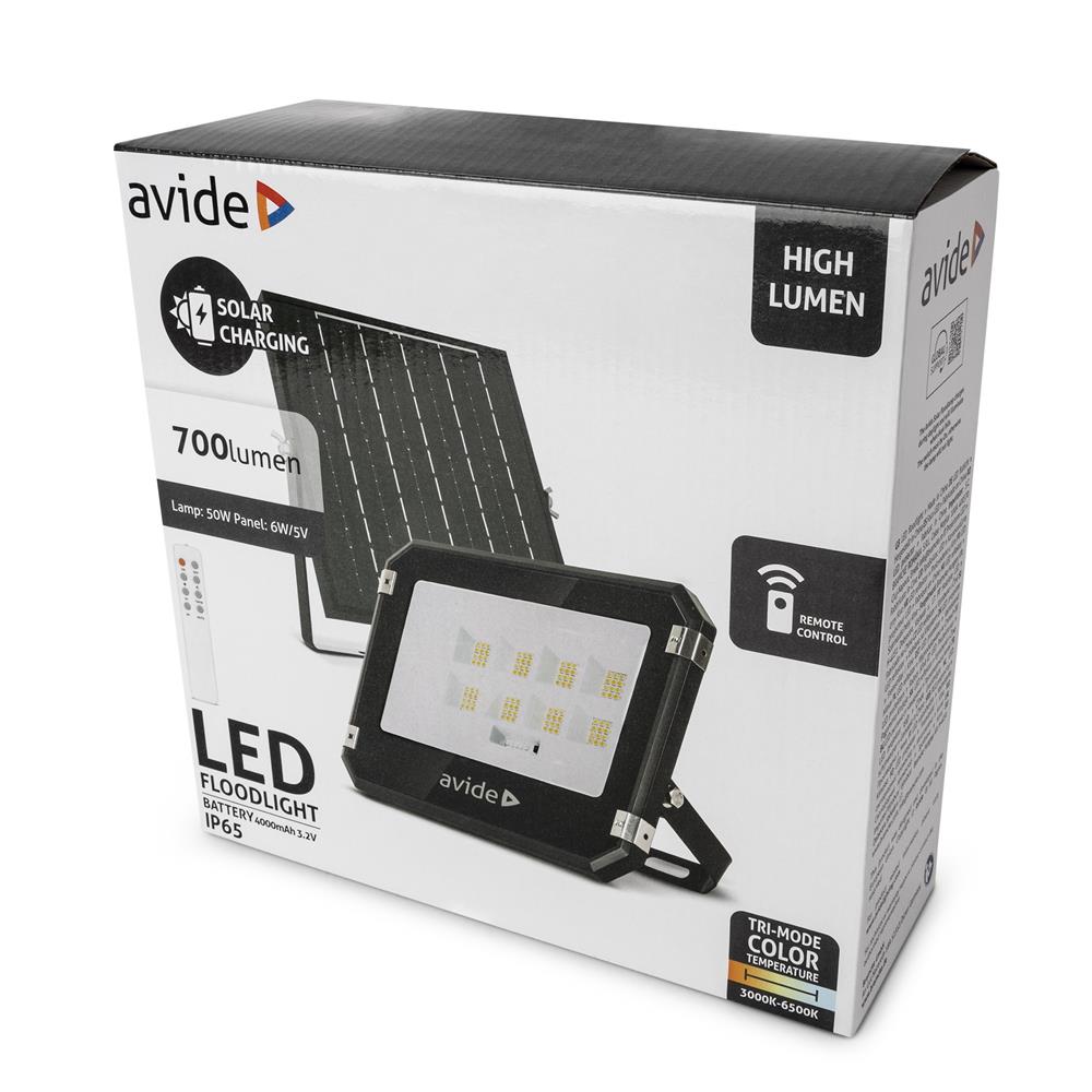 Avide Ηλιακός Προβολέας LED 50W CCT με Ξεχωριστό Ηλιακό Πάνελ και Τηλεχειριστήριο 9 Avide Ηλιακός Προβολέας LED 50W CCT με Ξεχωριστό Ηλιακό Πάνελ και Τηλεχειριστήριο - Image 9
