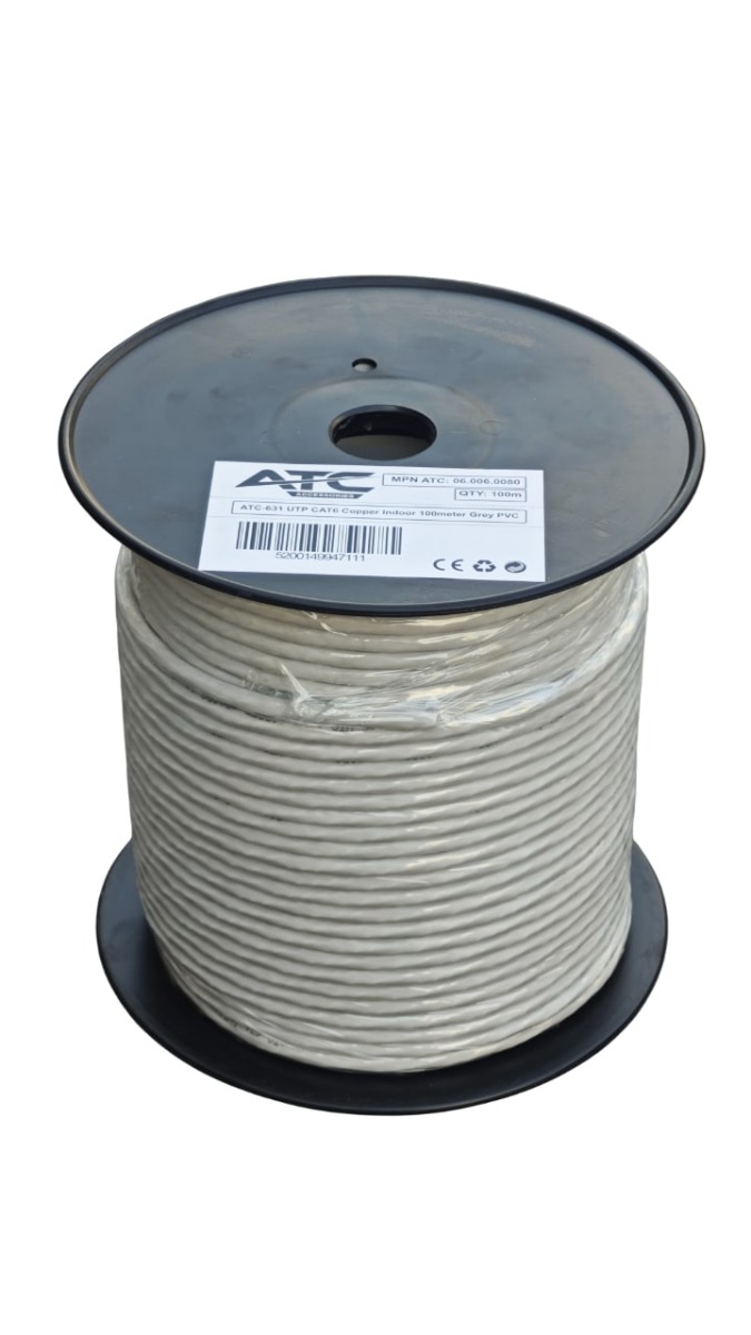 ATC-631 Στροφείο UTP CAT6 Εσωτερικού Χώρου με Χαλκό Cu Γκρι PVC 100m 2 ATC-631 Στροφείο UTP CAT6 Εσωτερικού Χώρου με Χαλκό Cu Γκρι PVC 100m - Image 2