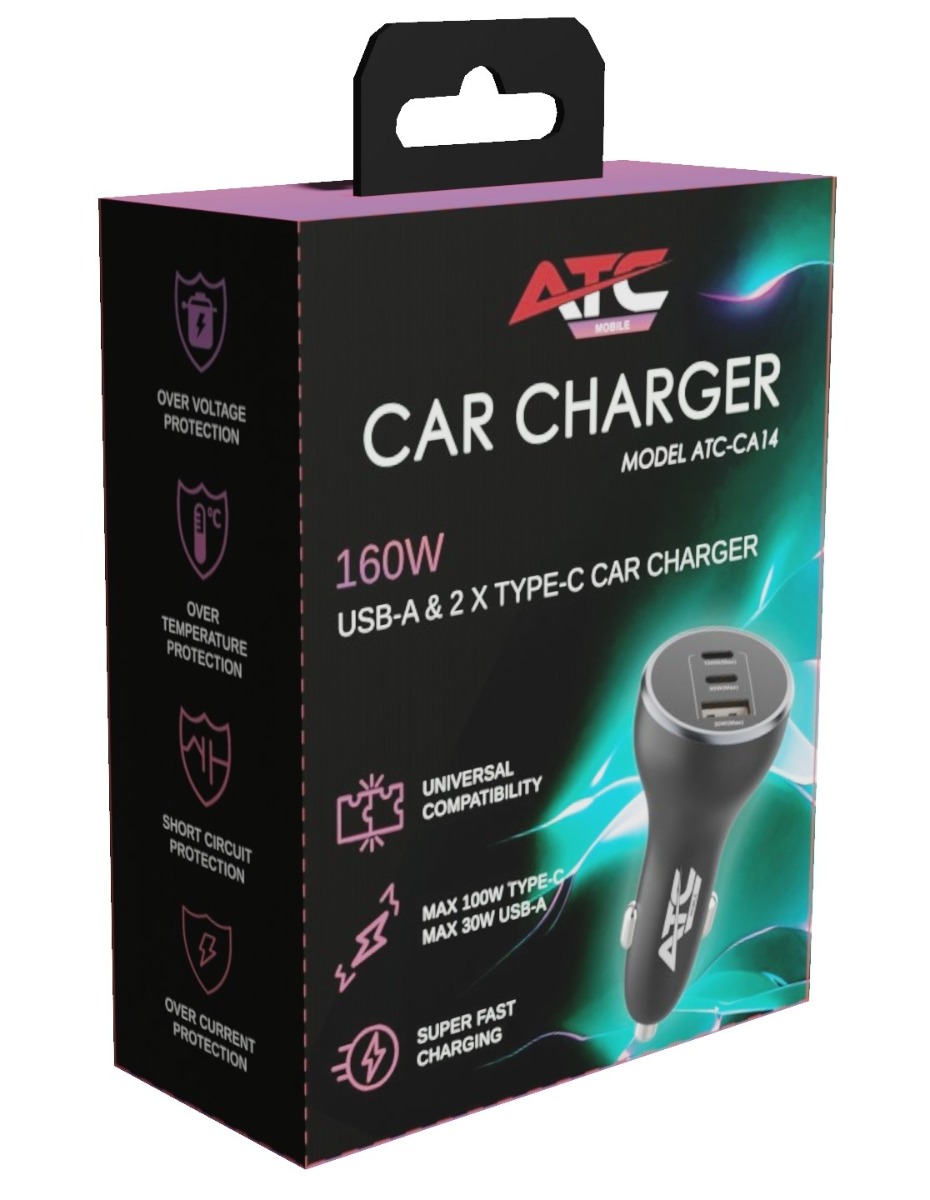 ATC-CA14 Φορτιστής Αυτοκινήτου 160W με USB-A & 2xType-C 2 ATC-CA14 Φορτιστής Αυτοκινήτου 160W με USB-A & 2xType-C - Image 2