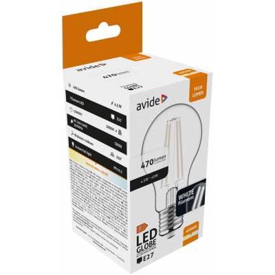 Avide LED White Filament Σφαιρική 4.5W E27 NW 4000K 1 Avide LED White Filament Σφαιρική 4.5W E27 NW 4000K