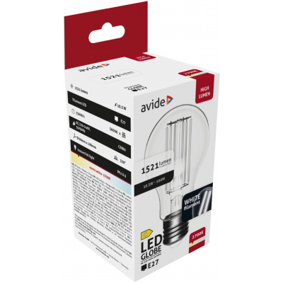 Avide LED White Filament Σφαιρική 10.5W E27 WW 2700K 1 Avide LED White Filament Σφαιρική 10.5W E27 WW 2700K