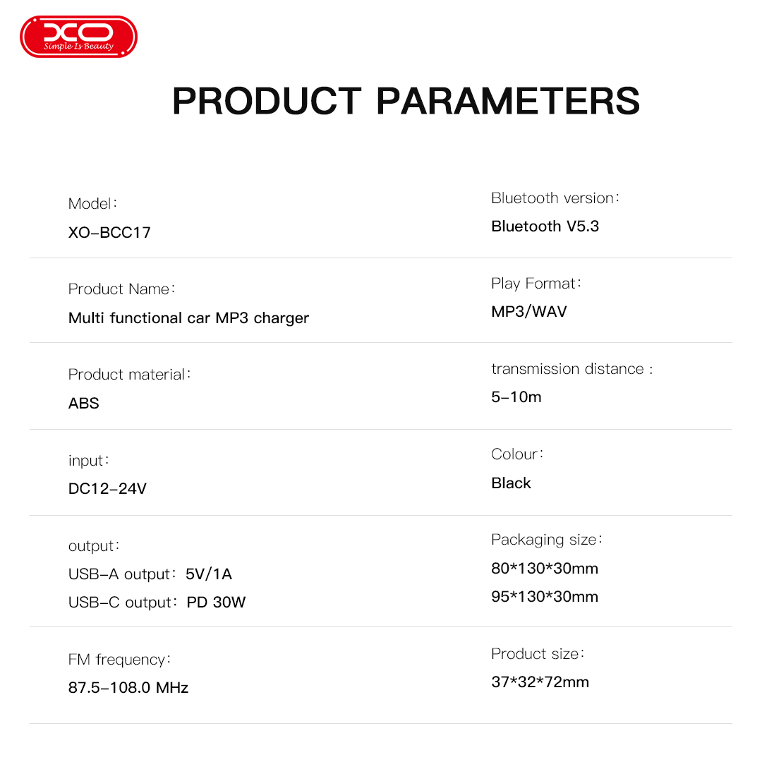 XO BCC17 Smart Bluetooth MP3 A+C Dual Port PD30W Φορτιστής Αυτοκινήτου 5 XO BCC17 Smart Bluetooth MP3 A+C Dual Port PD30W Φορτιστής Αυτοκινήτου - Image 5