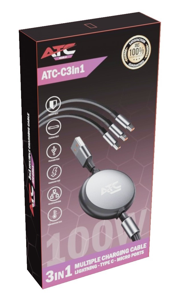 ATC-C3in1 Καλώδιο Πολλαπλής Φόρτισης Lightning Type-C Micro 3 ATC-C3in1 Καλώδιο Πολλαπλής Φόρτισης Lightning Type-C Micro - Image 3
