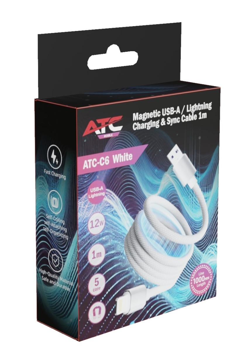 ATC-C6 Μαγνητικό Καλώδιο Φόρτισης USB-A σε Lightning 12W 1m Λευκό 2 ATC-C6 Μαγνητικό Καλώδιο Φόρτισης USB-A σε Lightning 12W 1m Λευκό - Image 2