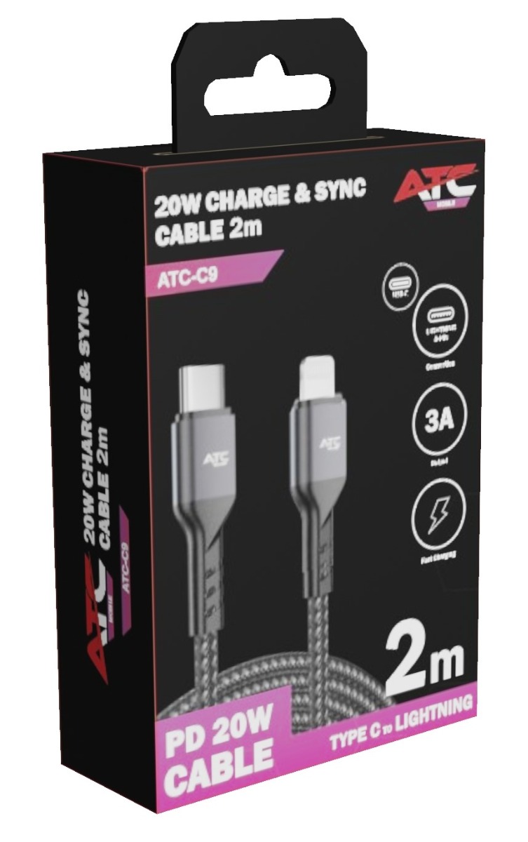 ATC-C9 Καλώδιο Φόρτισης & Συγχρονισμού USB-C σε Lightning 20W 2m 2 ATC-C9 Καλώδιο Φόρτισης & Συγχρονισμού USB-C σε Lightning 20W 2m - Image 2