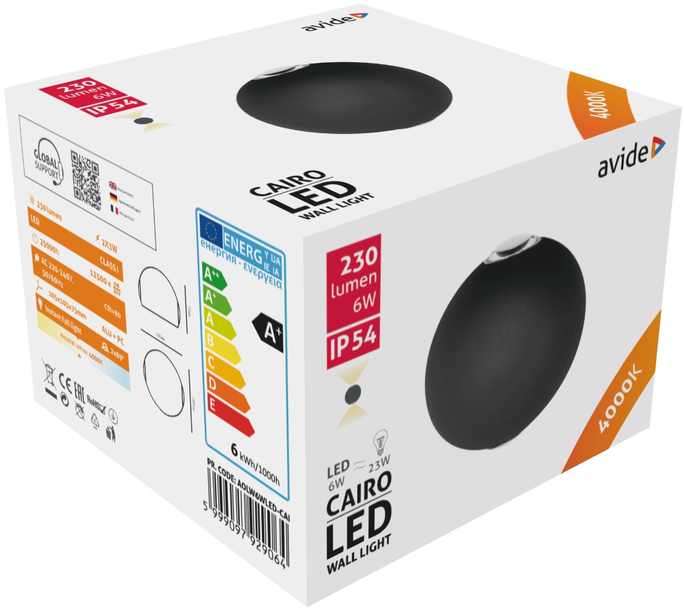 Avide Εξωτερικό Φωτιστικό Τοίχου Cairo 2 Way LED 6W Λευκό 4000K IP54 2 Avide Εξωτερικό Φωτιστικό Τοίχου Cairo 2 Way LED 6W Λευκό 4000K IP54 - Image 2