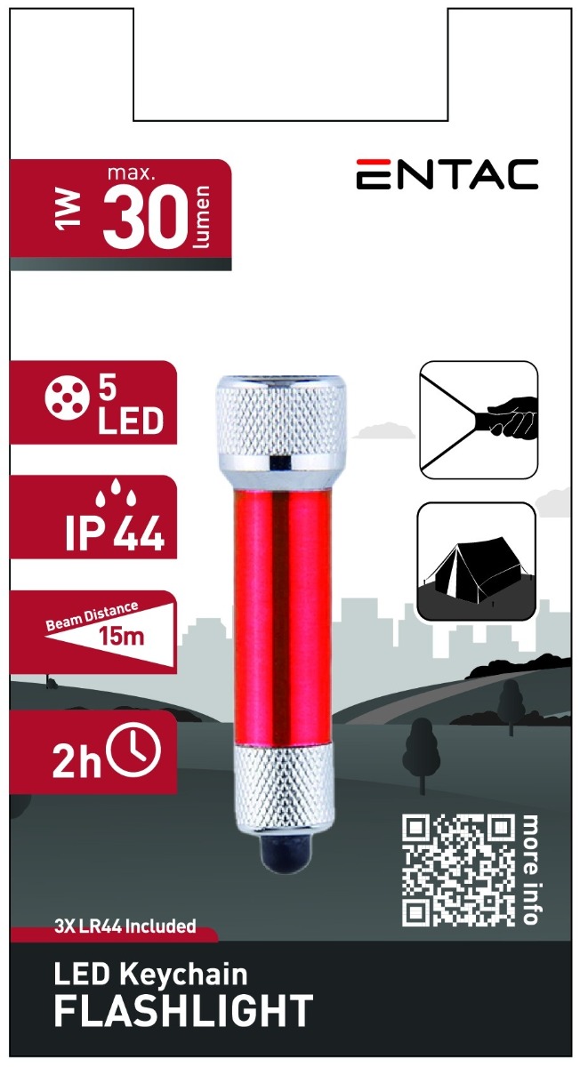 Entac Φακός 5 LED Μπρελόκ Κόκκινο 1 Entac Φακός 5 LED Μπρελόκ Κόκκινο
