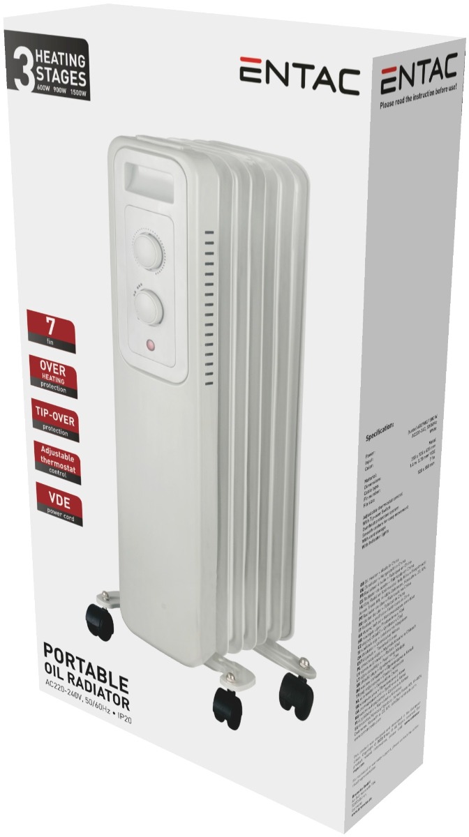 Entac Oil Heater 7 Fins 1500W White 2 Entac Oil Heater 7 Fins 1500W White - Image 2