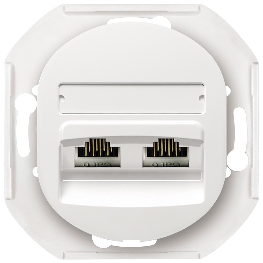 EON E614.0 Data socket double without cover frame 2xRJ45 Cat 5e UTP, white 1 white