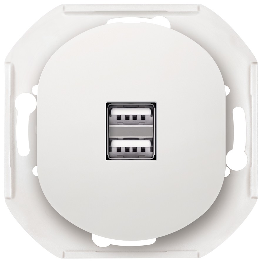 EON E6161.0 2xUSB charger 2,1A 5V, without cover frame EON, white 1 1A 5V