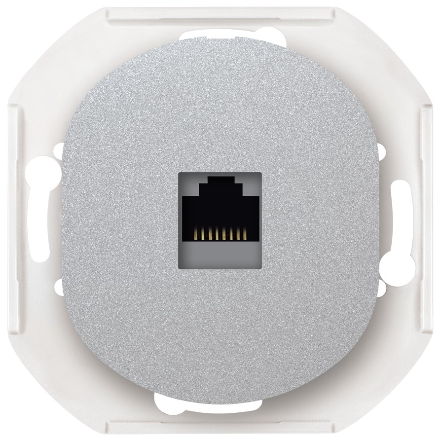 EON E616S.S Data socket without cover frame 1xRJ45 Cat 6A FTP, silver 1 silver