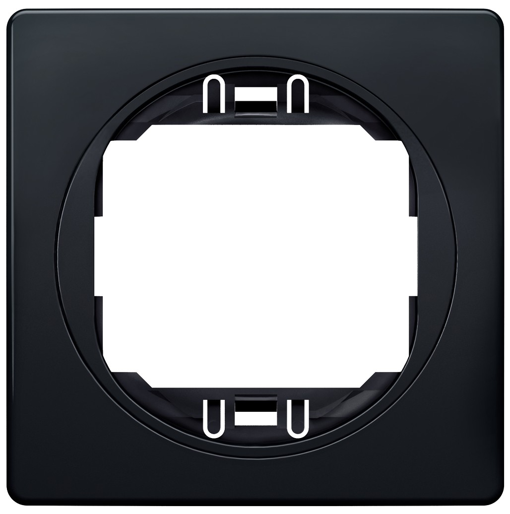 EON E6801.E1E One-gang frame 80x80, soft-touch black with black holder 1 soft-touch black with black holder