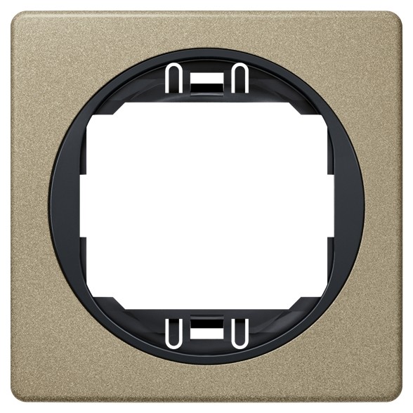 EON E6801.G2E One-gang frame 80x80, brushed nickel with black holder 1 brushed nickel with black holder
