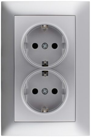 Entac Arnold Recessed wall socket 2x earthed Silver