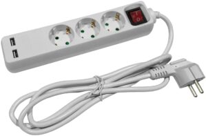 Entac Πολύπριζο 3 Θέσεων με Διακόπτη 3G1.5 & 2 Θύρες USB  3m