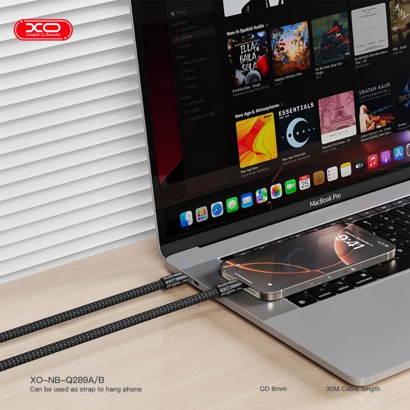 XO NB-Q289B Καλώδιο Φόρτισης & Μεταφοράς Δεδομένων Type-C σε Type-C Πλεκτό 60W Μαύρο 20cm 4 XO NB-Q289B Καλώδιο Φόρτισης & Μεταφοράς Δεδομένων Type-C σε Type-C Πλεκτό 60W Μαύρο 20cm - Image 4