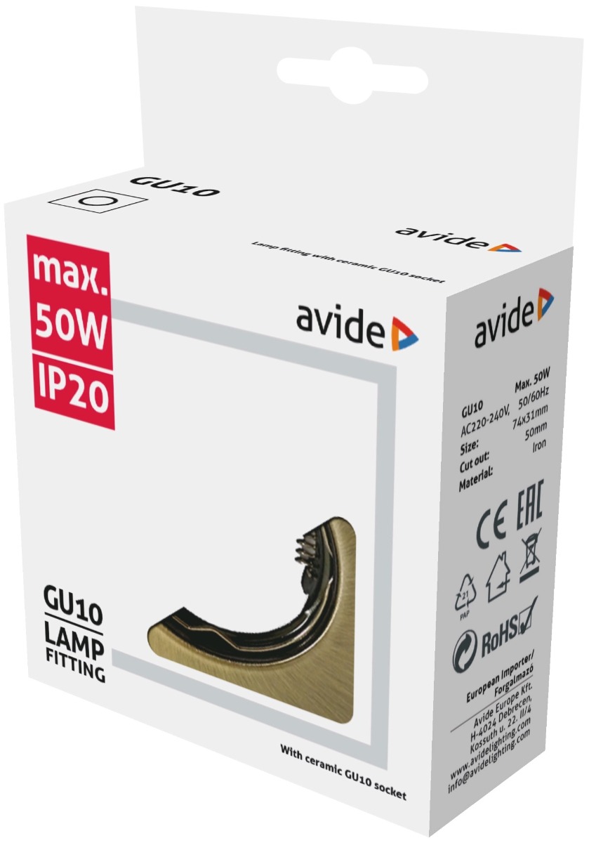 Avide GU10 Πλαίσιο Τετράγωνο Χαλκός 2 Avide GU10 Πλαίσιο Τετράγωνο Χαλκός - Image 2