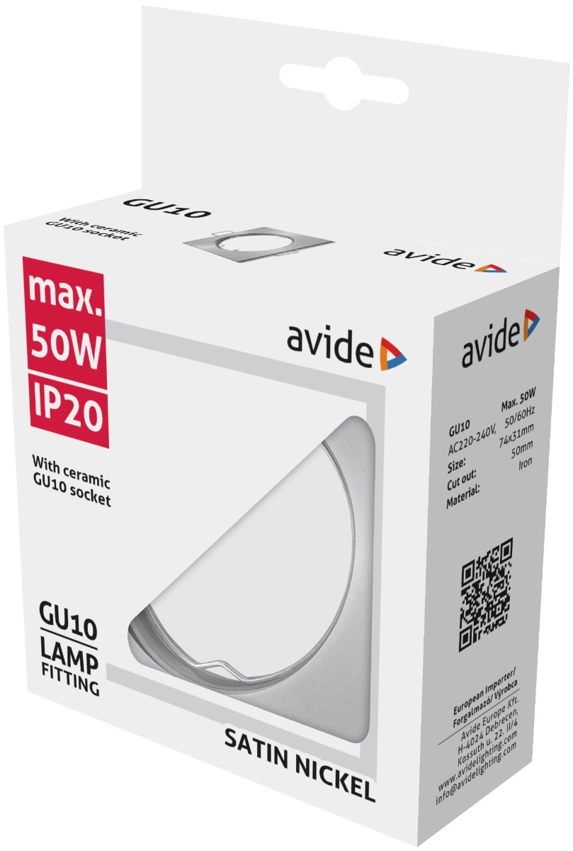 Avide GU10 Πλαίσιο Τετράγωνο Σατέν Νίκελ 2 Avide GU10 Πλαίσιο Τετράγωνο Σατέν Νίκελ - Image 2