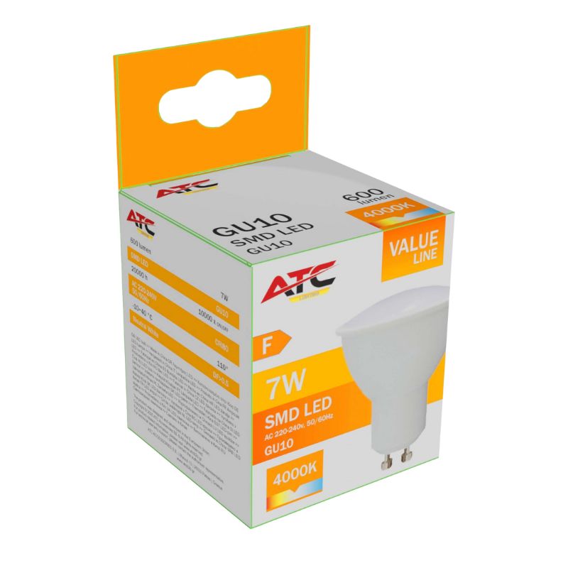 ATC SMD Λαμπτήρας LED Spot GU10 230V 7W/600LM 110° 4000K 1 ATC SMD Λαμπτήρας LED Spot GU10 230V 7W/600LM 110° 4000K