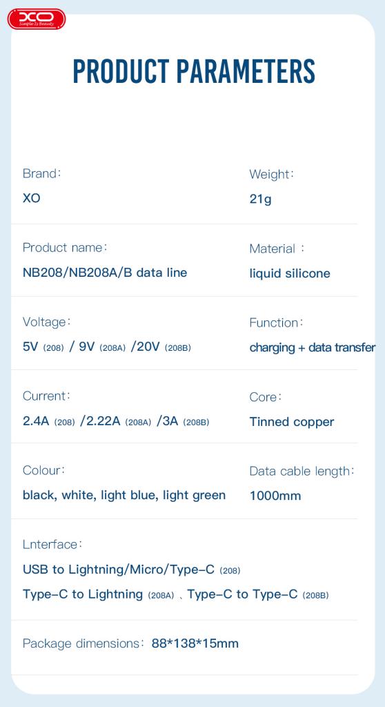 XO NB208 Καλώδιο Φόρτισης + Data Micro 1m Μπλέ 4 XO NB208 Καλώδιο Φόρτισης + Data Micro 1m Μπλέ - Image 4