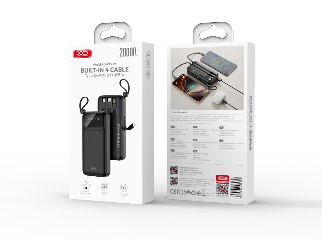 XO PR279 Powerbank με Καλώδια USB-A Type-C Micro & Lightning 20.000mAh 5 XO PR279 Powerbank με Καλώδια USB-A Type-C Micro & Lightning 20.000mAh - Image 5