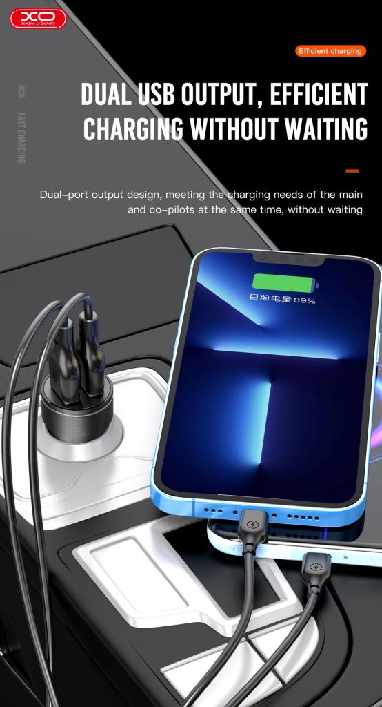XO CC48 Smart Μεταλλικός Διπλός USB Universal Φορτιστής Αυτοκινήτου 4 XO CC48 Smart Μεταλλικός Διπλός USB Universal Φορτιστής Αυτοκινήτου - Image 4