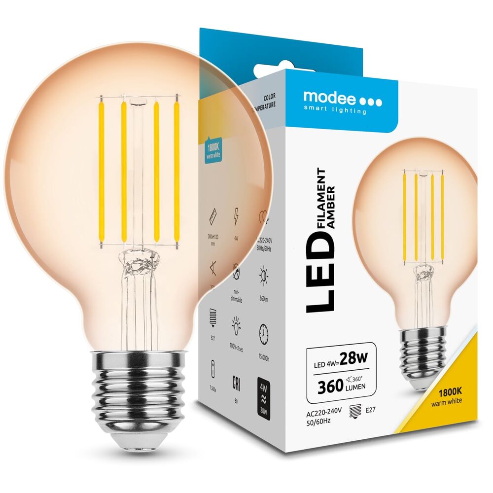 Modee Lighting LED Σφαιρική Λάμπα Filament Amber G80 4W E27 320° 1800K (360 lumen) 1 Modee Lighting LED Σφαιρική Λάμπα Filament Amber G80 4W E27 320° 1800K (360 lumen)