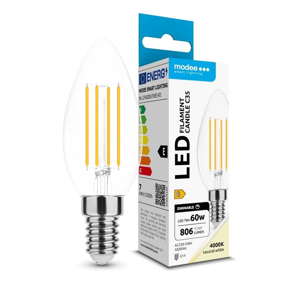 Modee LED Λάμπα Filament Κερί C35 7W E14 4000K 806lm Dimmable ERP 1 Modee LED Λάμπα Filament Κερί C35 7W E14 4000K 806lm Dimmable ERP