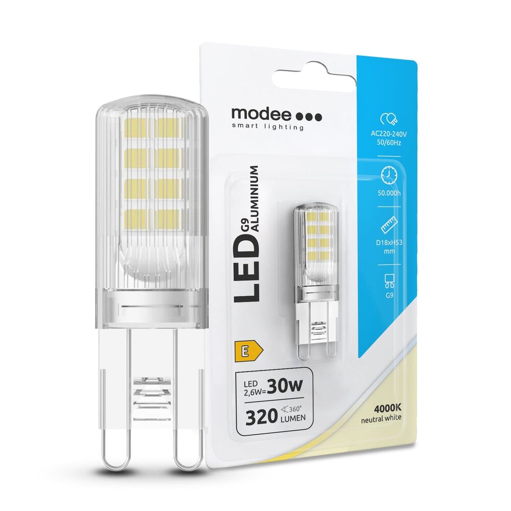 Modee Lighting Λάμπα LED G9 Aluminium 2.6W 4000K (320 lumen) ERP B1 1 Modee Lighting Λάμπα LED G9 Aluminium 2.6W 4000K (320 lumen) ERP B1