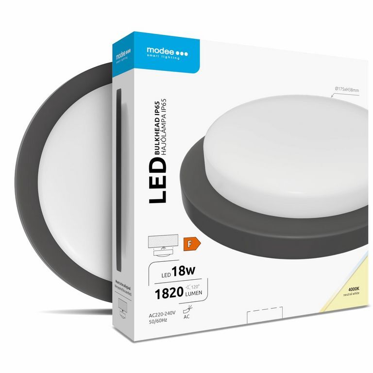 Modee LED Στρογγυλή Απλίκα 18W 4000K IP65 Μαύρο ERP 1 Modee LED Στρογγυλή Απλίκα 18W 4000K IP65 Μαύρο ERP