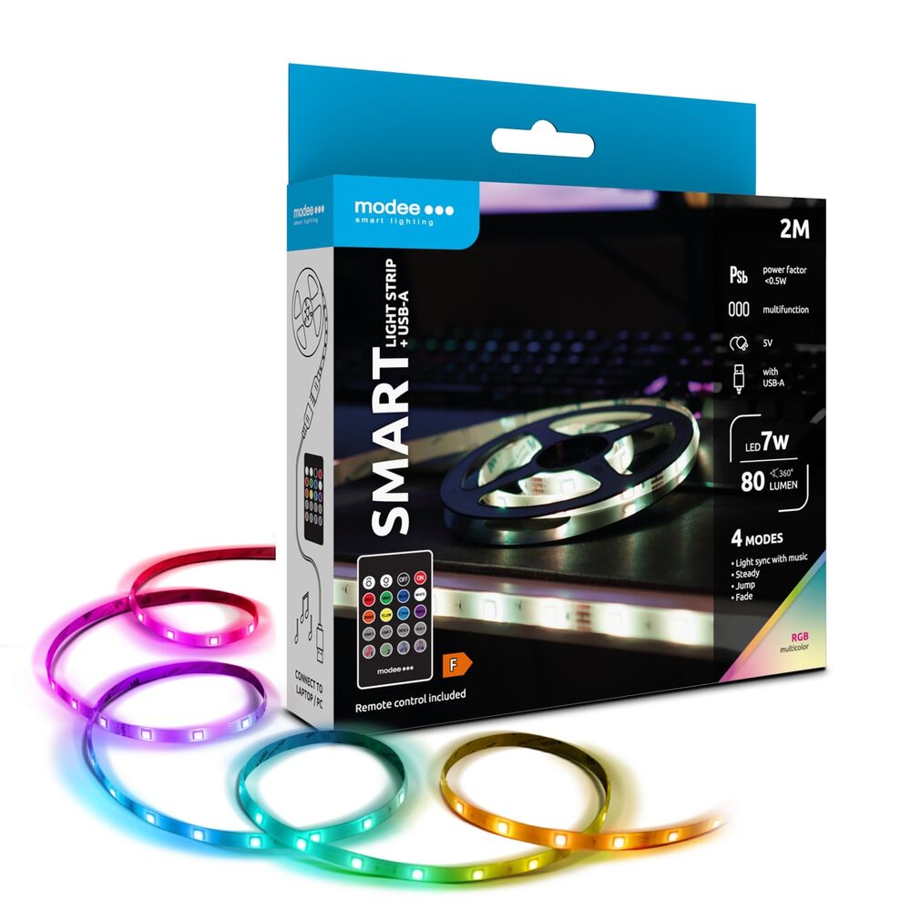 Modee Ταινία LED Smart με Τηλεχειριστήριο 7W IP20 RGB & USB 80lm 2M 1 Modee Ταινία LED Smart με Τηλεχειριστήριο 7W IP20 RGB & USB 80lm 2M